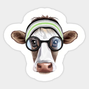 Subtle Agender Cow with Headband Bandana Sticker